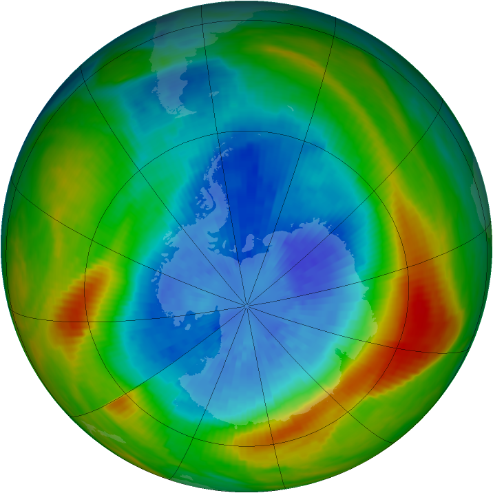 Antarctic ozone map for 22 September 1982